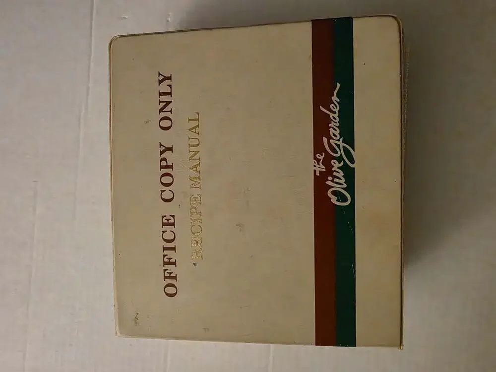 The Olive Garden Office Copy Only Recipe Manual Vintage 1990s  Restaurant Binder